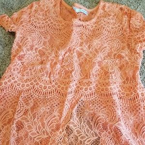 Sheer peach short sleeve top